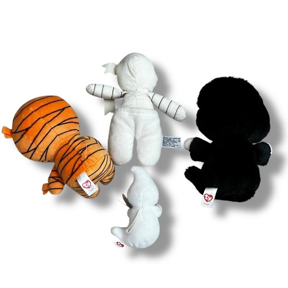 LOT of 4 Halloween Plush TY Beanies Mask Grimm Spooky Mary Meyer Mummy Puppet - Picture 2 of 10